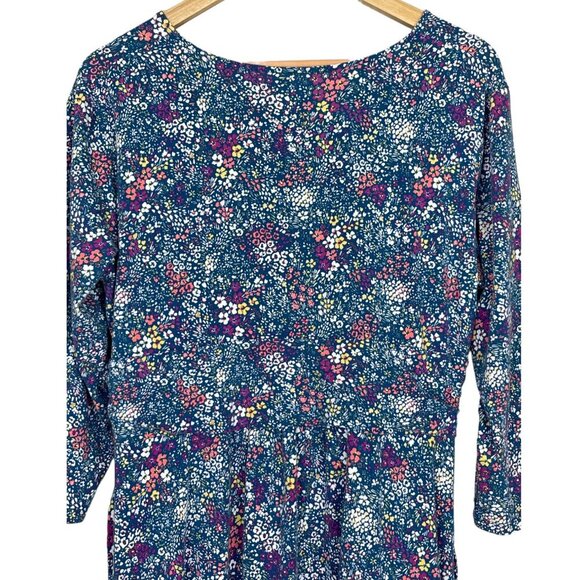 LANDS' END FLORAL PRINT 3/4 SLEEVE FIT AND FLARE DRESS - Picture 6 of 8